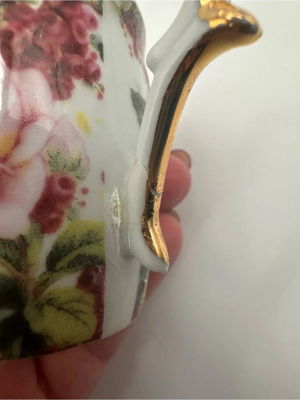 Vintage Lily Creek Demitasse Cup Saucer Floral Roses 24K Gold